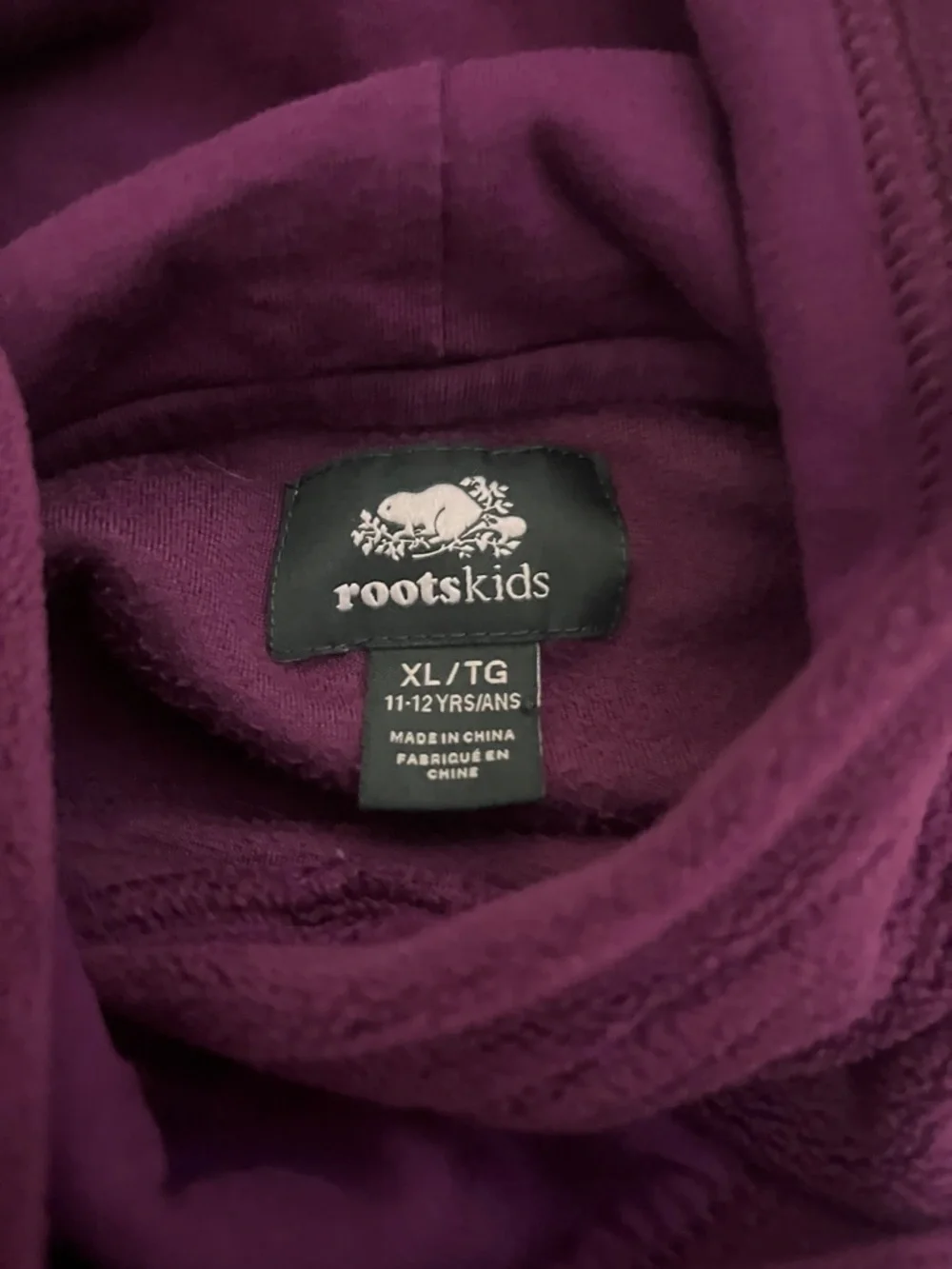 Roots Girls' Hooded Velour Sweatshirt - Plum Purple - Picture 2 of 4